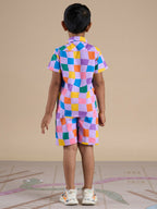 Snakes and Ladders Boys Multi Color Rotary Print Shirt and Boxer Set from Siblings Collection | Grocsy