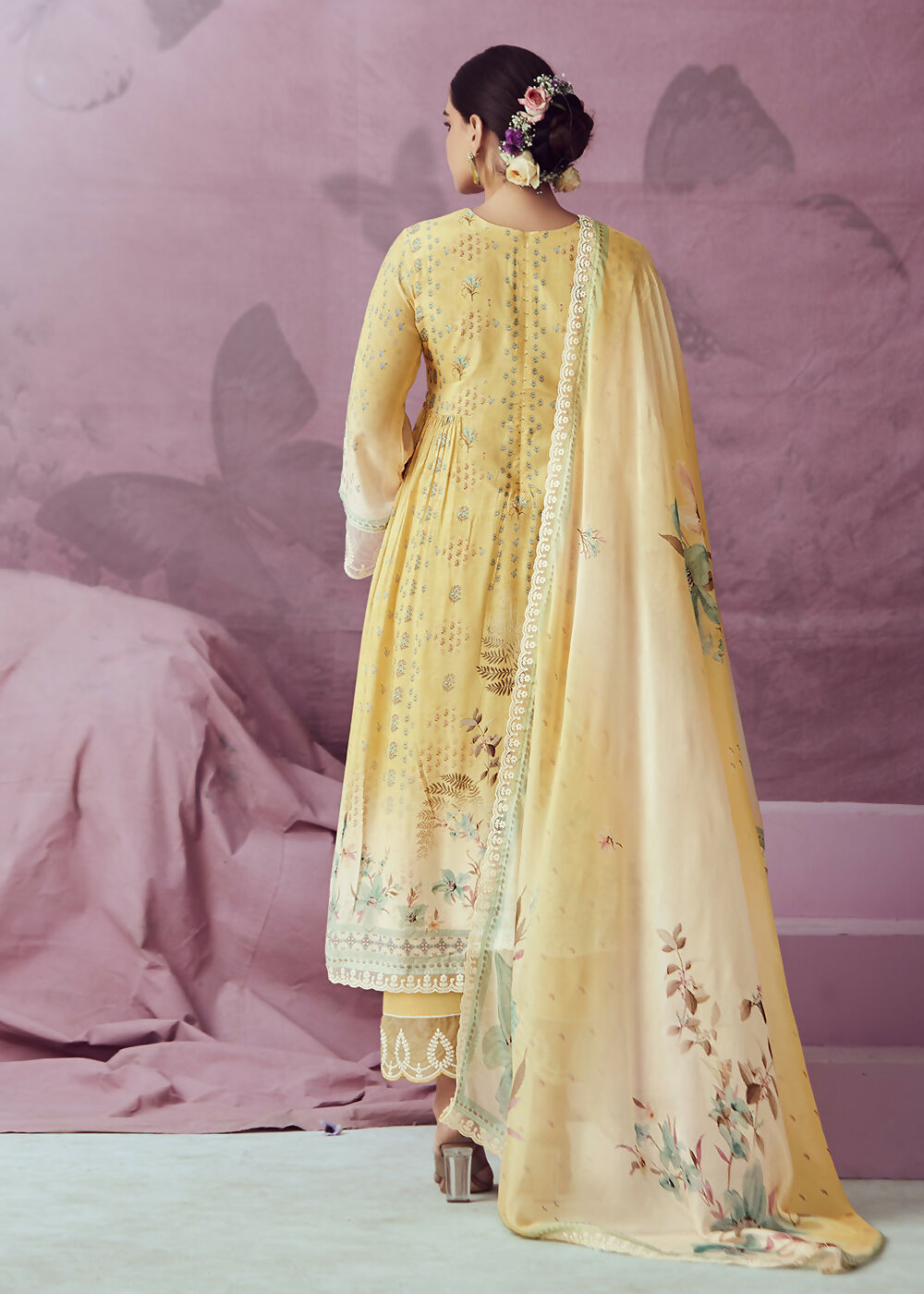 Yellow Muslin Cotton Printed Trendy Salwar Kurta Set - Emponline | Grocsy