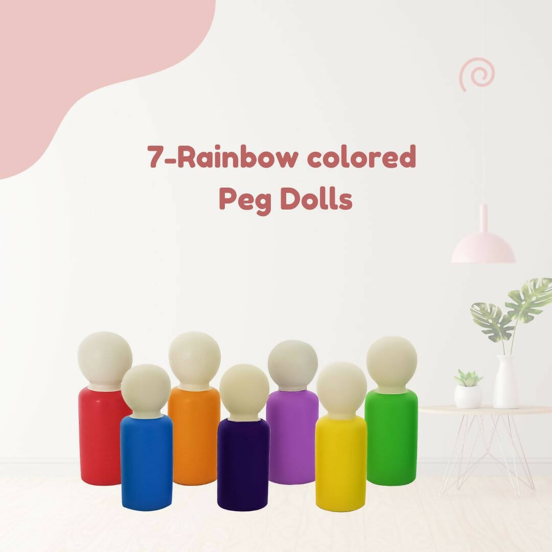 Matoyi Wooden Rainbow Peg 7 Dolls Set | Grocsy