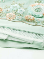 House of Panchhi Sea Green Net Sequins and Zarkan embroidery Lehenga choli & Dupatta | Grocsy