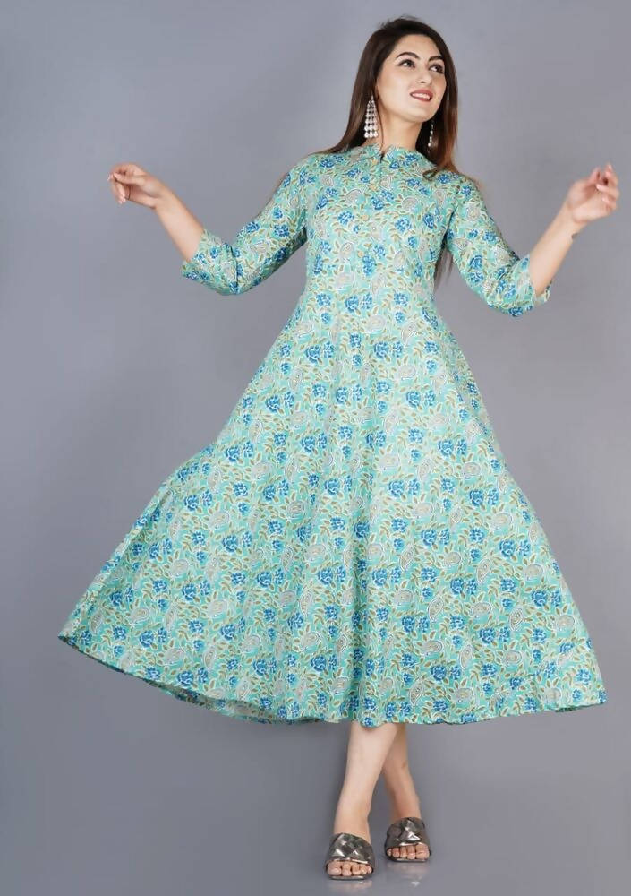 Vamika Cotton Sky Blue Party Wear Kurti | Grocsy