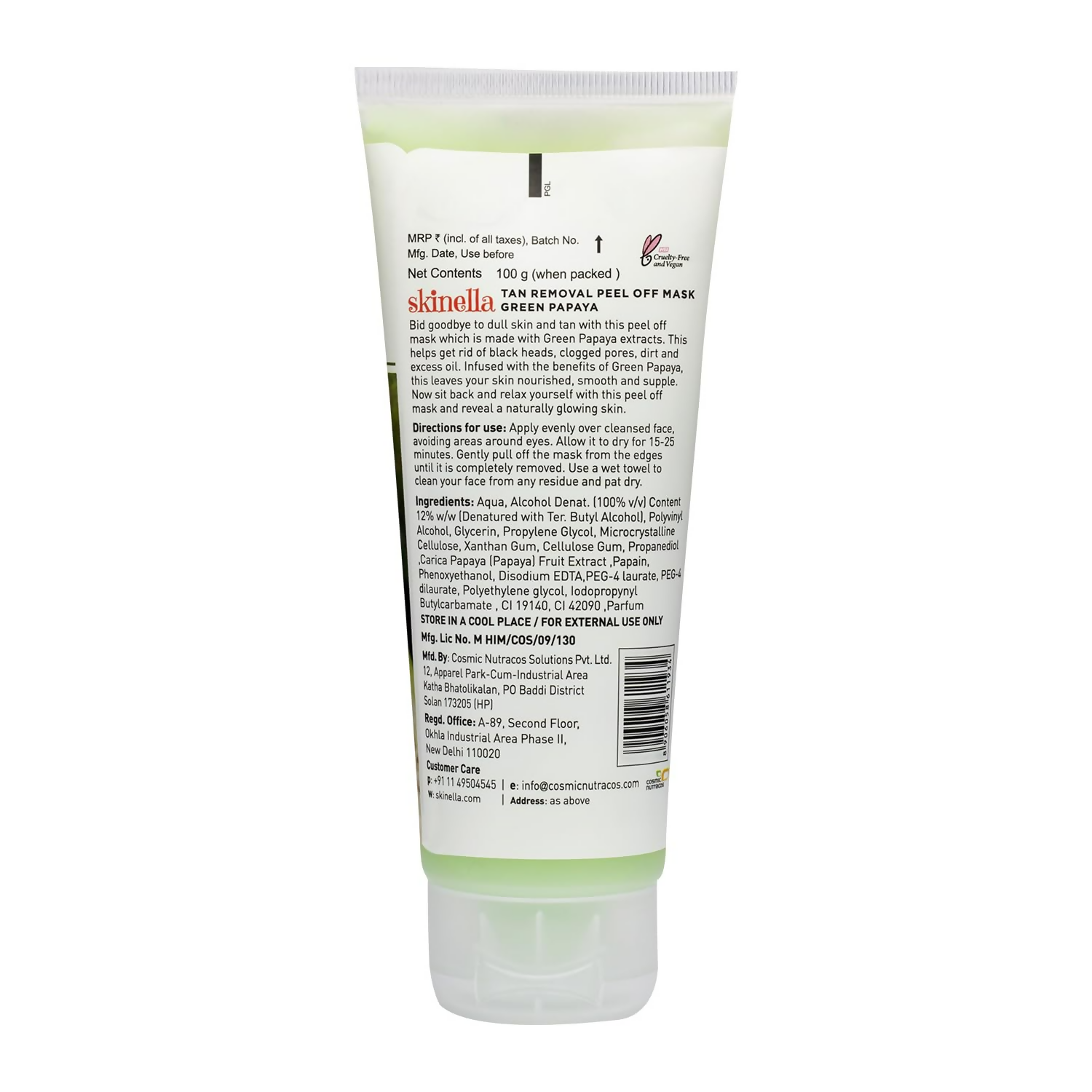 Skinella Tan Removal Peel Of Mask Green Papaya | Grocsy