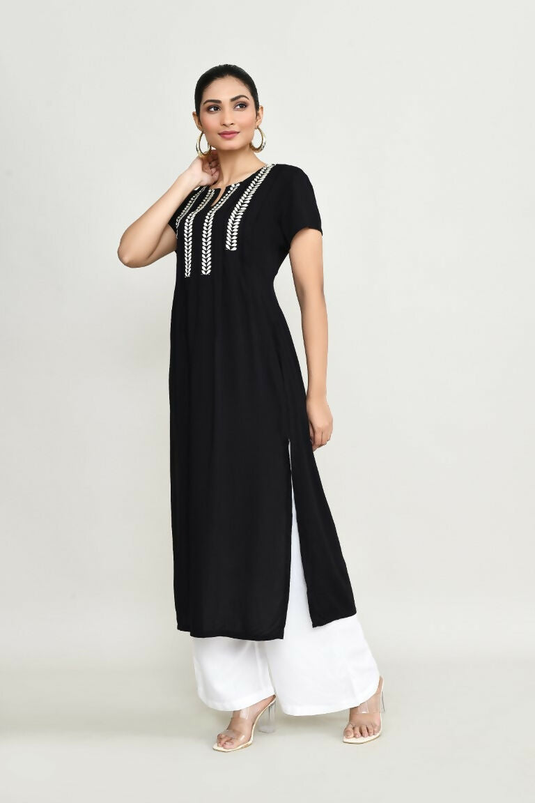 Joban Fashion Black Rayon Kurta Set | Grocsy