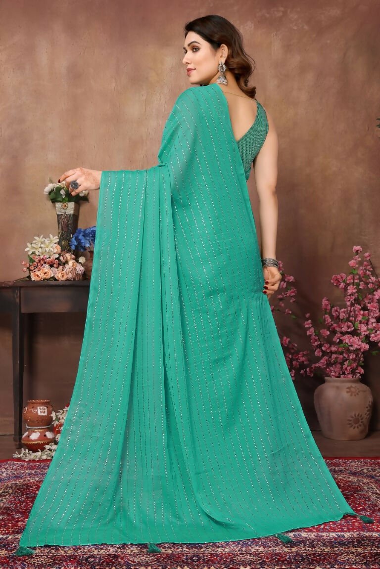 Aafreen Partywear Designer Firozi Rangoli Silk Fancy Saree | Grocsy