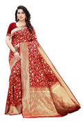 Vamika Banarasi Jacquard Weaving Red Saree (PARINITI RED) | Grocsy