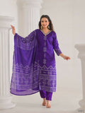 Festive Ethnic French Crepe Blue Stitched Suit With Dupatta - Rashmika | Grocsy