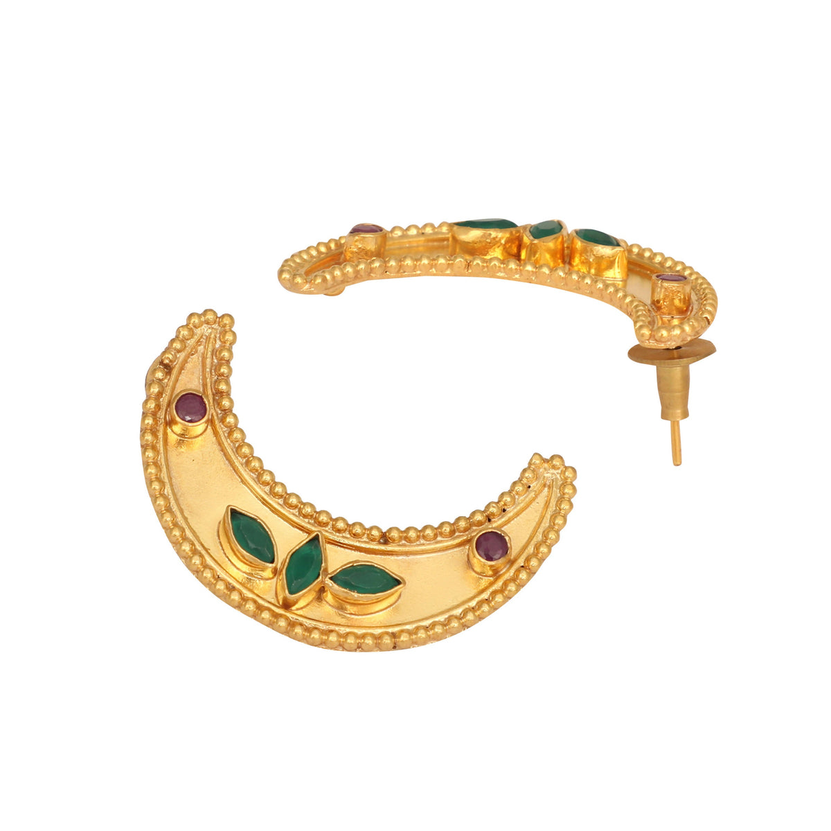 Nuyug 22K Gold Plated Green Lunar Earrings | Grocsy