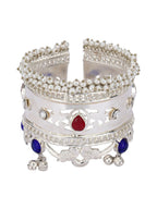 Joban Fashion Women Multicolor Stones Silver Tone Bangle | Grocsy