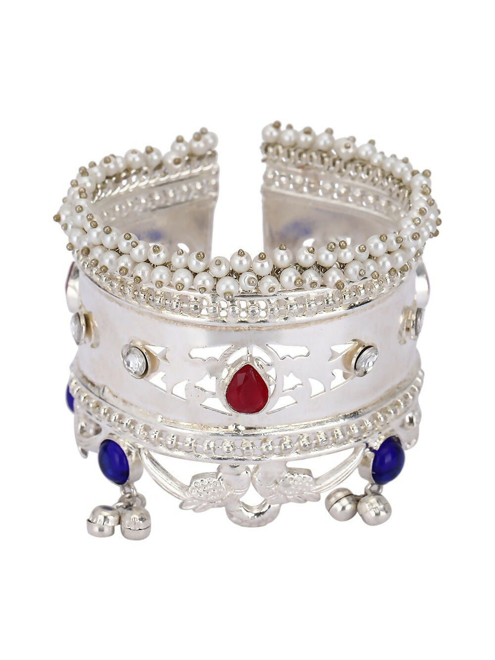 Joban Fashion Women Multicolor Stones Silver Tone Bangle | Grocsy