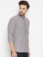 Even Apparels Grey Color Pure Cotton Short Men's Kurta With Band Collar | Grocsy