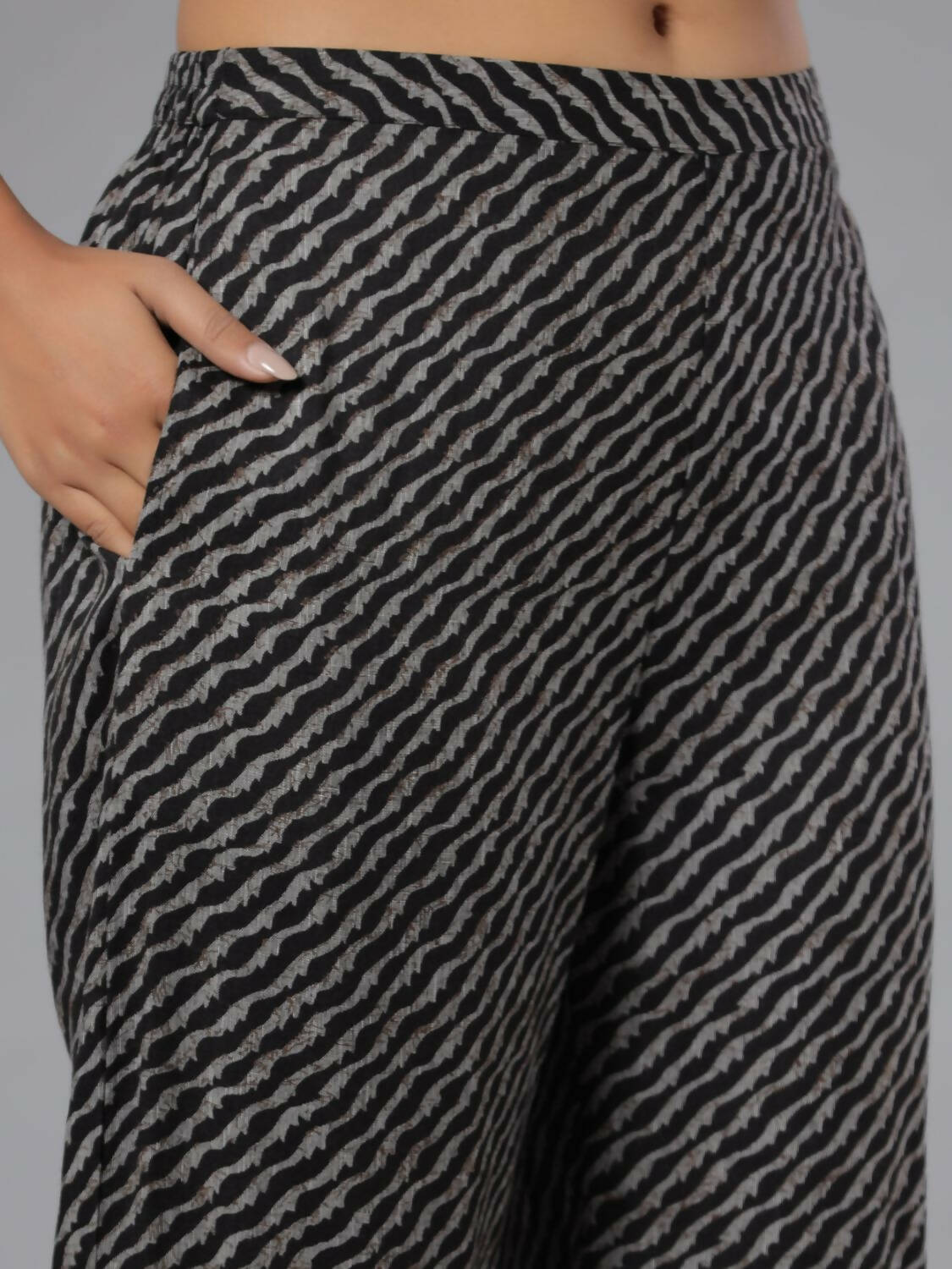Juniper Women Black Rayon Slub Printed with Embroidered Kurta and Pants Set | Grocsy