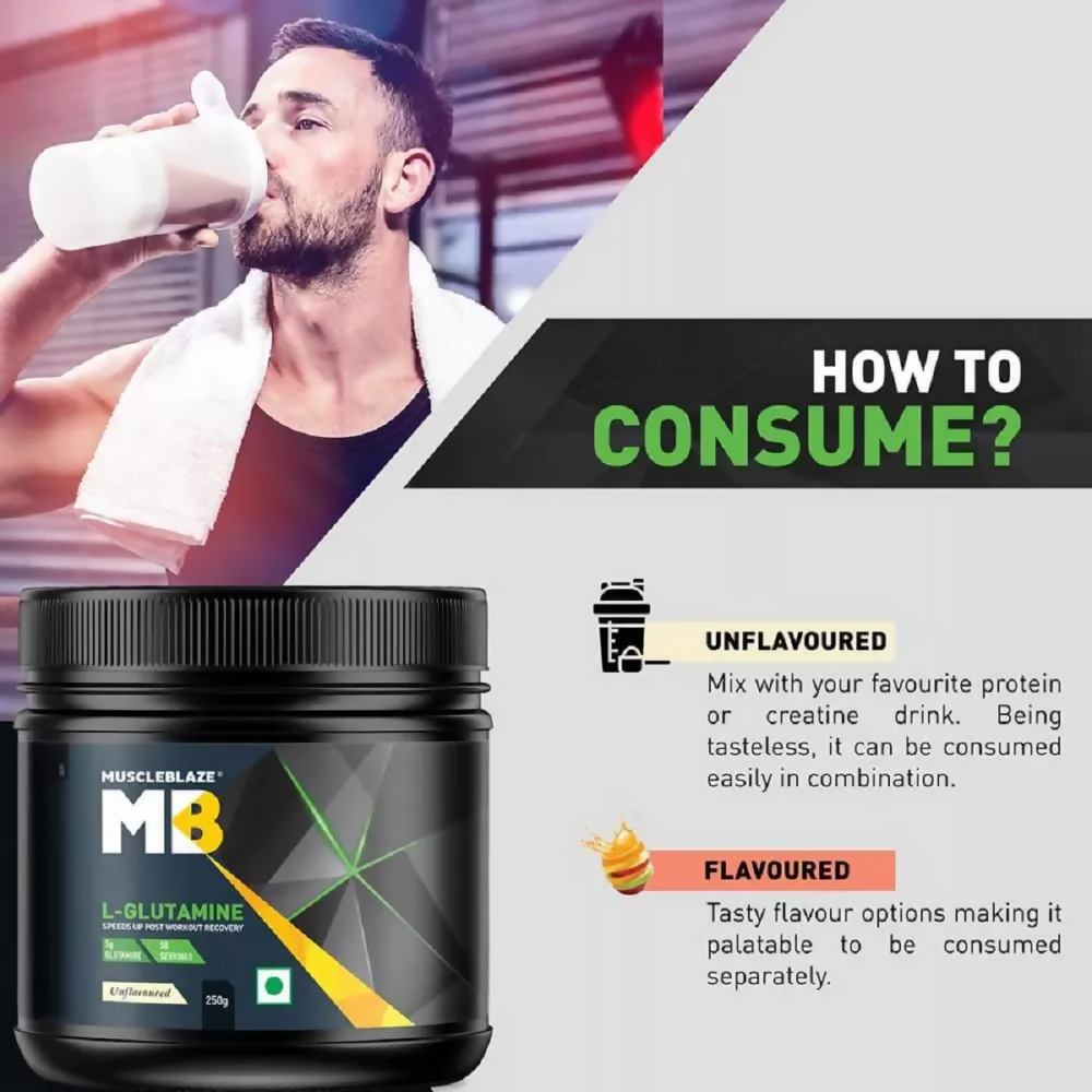 MuscleBlaze L - Glutamine Unflavored | Grocsy