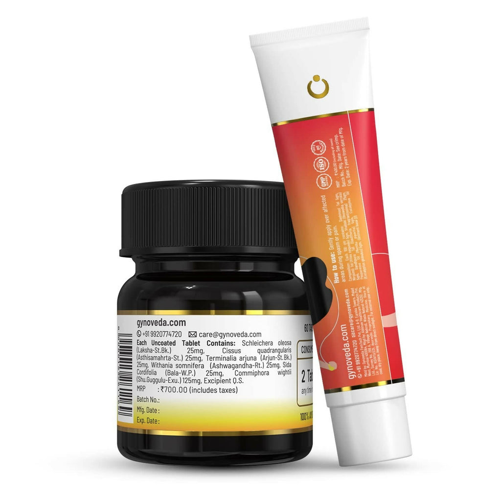 Gynoveda Calcium Vit D3 Tablets & Pain Relief Ointment Combo | Grocsy