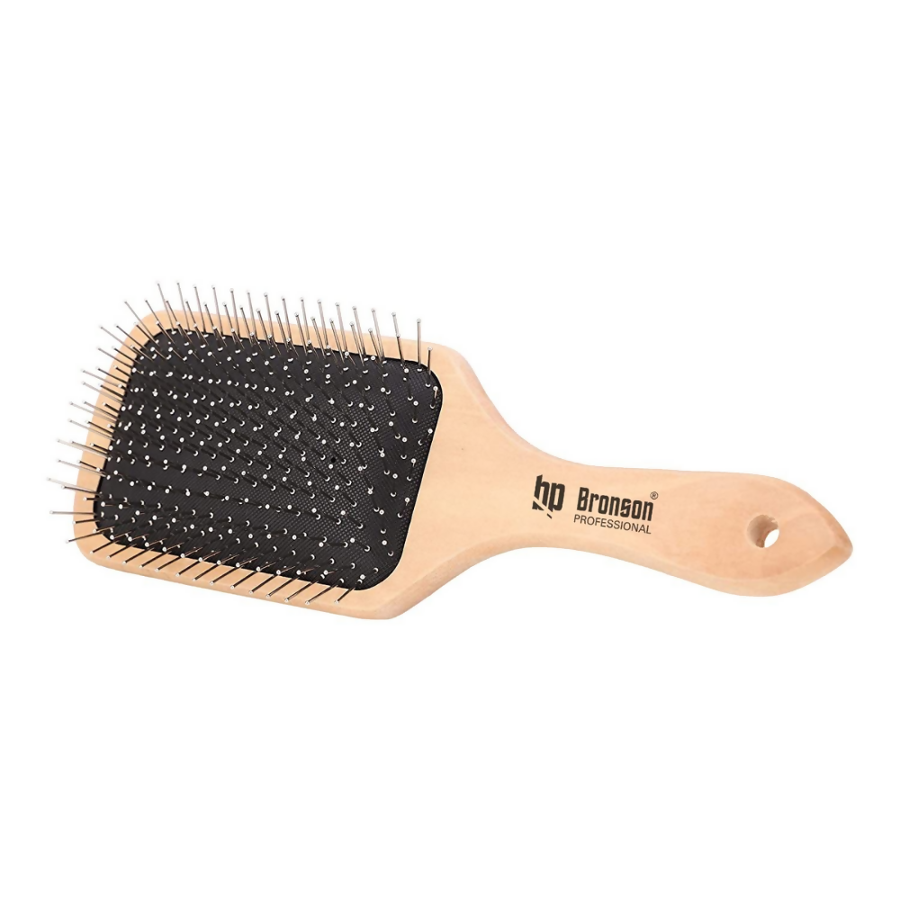 Bronson Professional Wooden Paddle Hair Brush With Steel Bristles | Grocsy