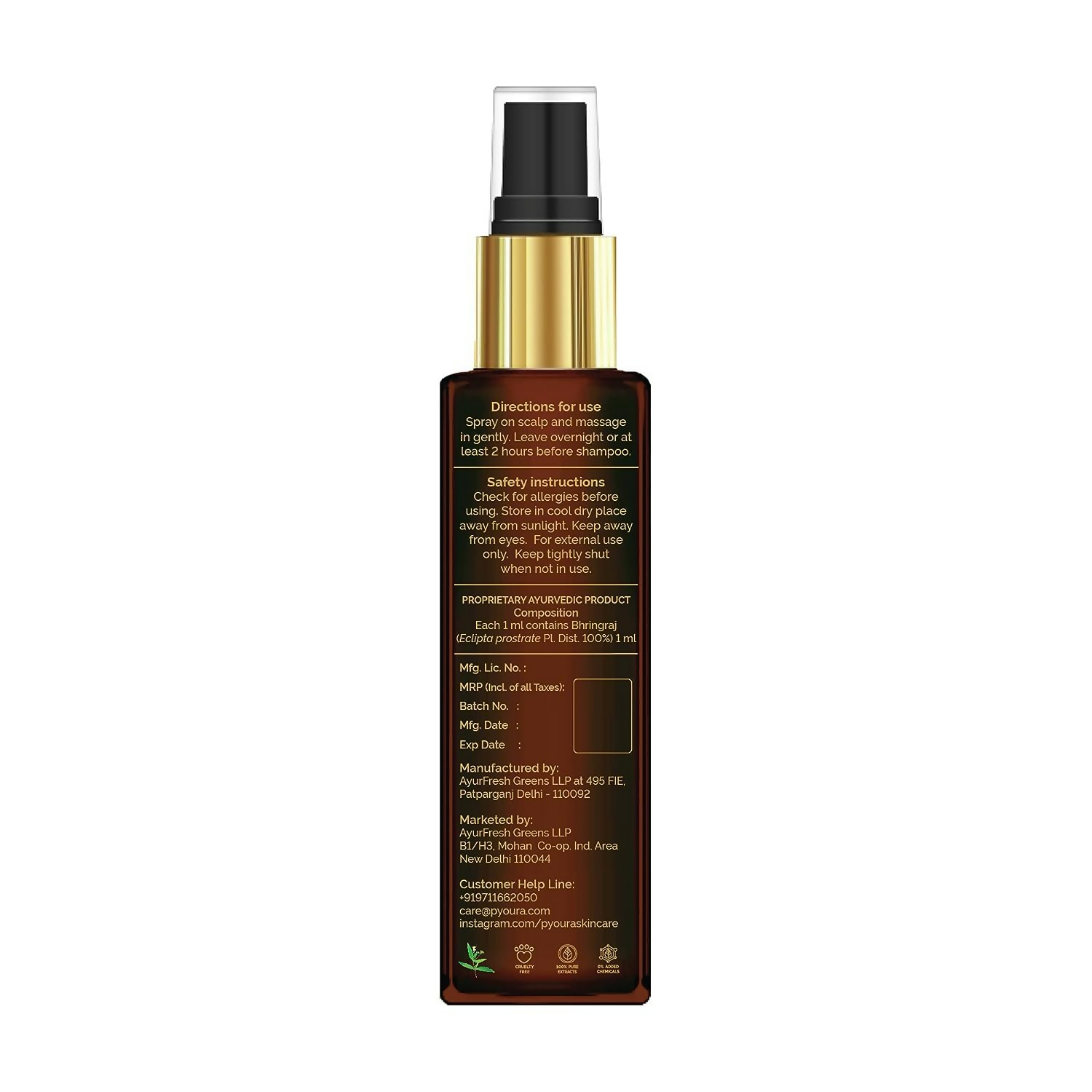 Pyoura Bhringraj Non-Oily Hair Spray Serum Mist | Grocsy