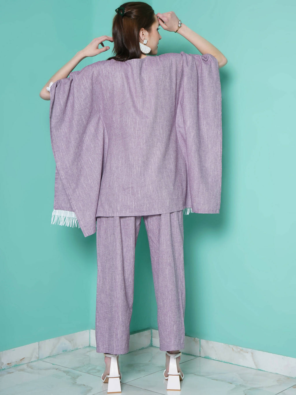 Women Republic Purple Cotton Kafttan With Palazzo | Grocsy