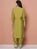 Women Republic Green Art Silk Embroidered Kurta with Afghani Salwar | Grocsy