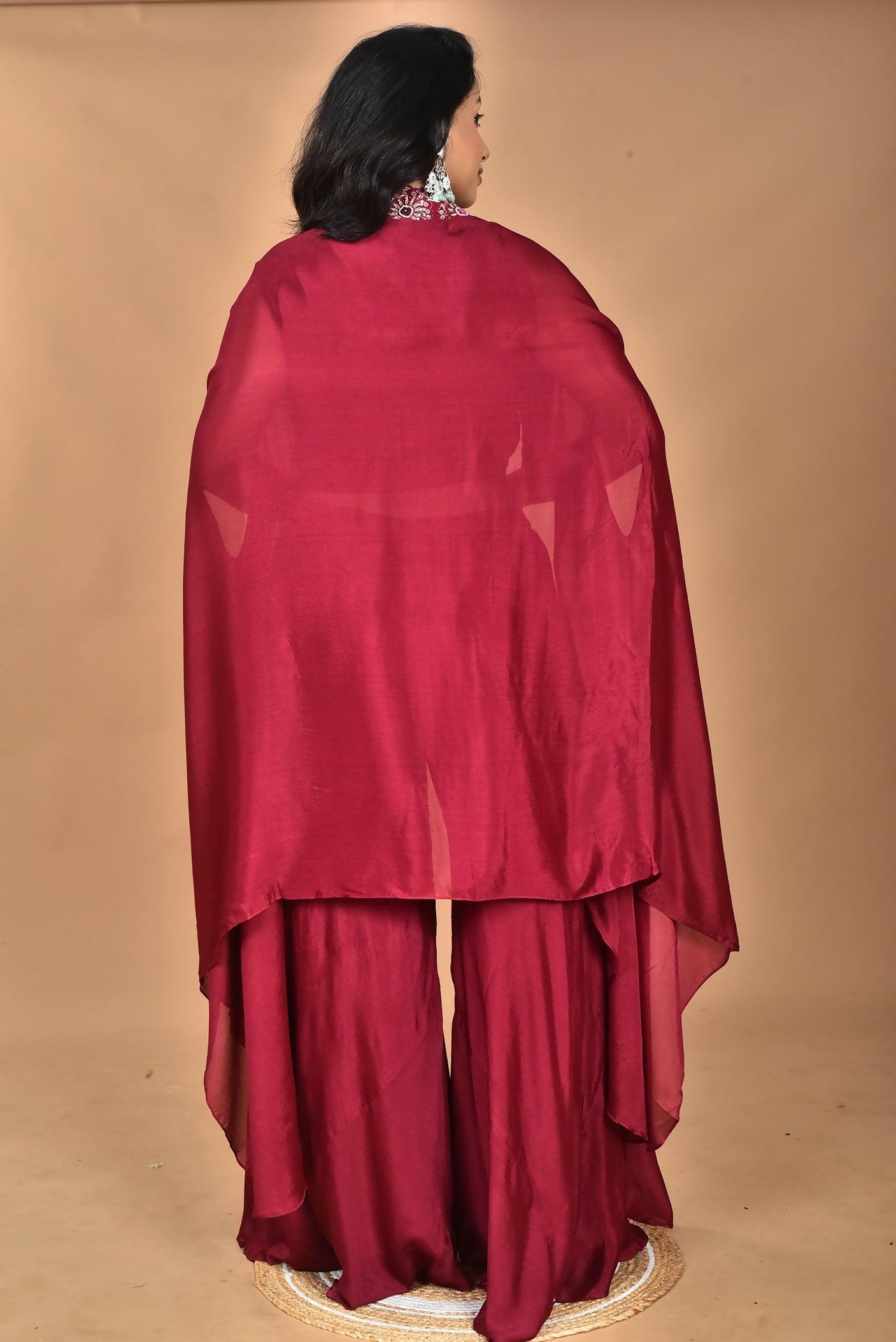Morchari Women And Hand Embroidery Palazzo Set-Magenta | Grocsy