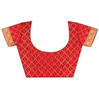 Joban Fashion Red Banarasi Cotton Silk Woven Saree | Grocsy