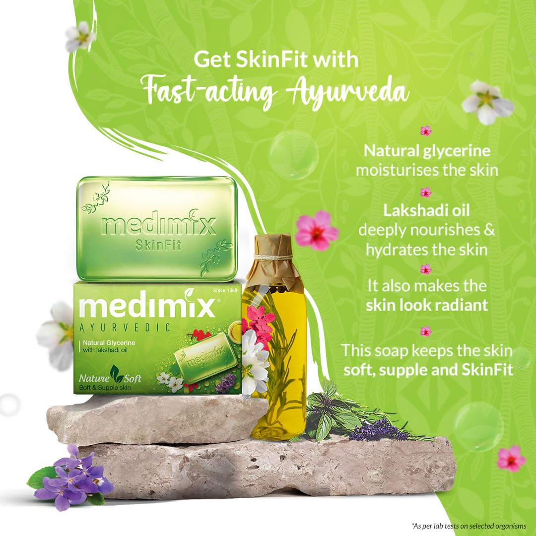 Medimix Ayurvedic Natural Glycerine Bathing Soap with Lakshadi Oil | Grocsy