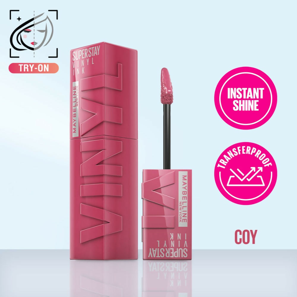 Maybelline New York Super Stay Vinyl Ink Liquid Lipstick, Instant Shine Lasts Up To 16H - 20 Coy | Grocsy