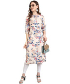 Vamika Cream French Crepe Printed Party Wear/Casual Wear Kurti (K1057 M) | Grocsy