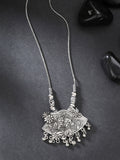 NVR Women's Silver-Toned Radha Krishna Pendant with Chain | Grocsy