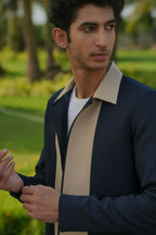 Duo Draft Navy Blue Shacket by Hilo Design | Grocsy