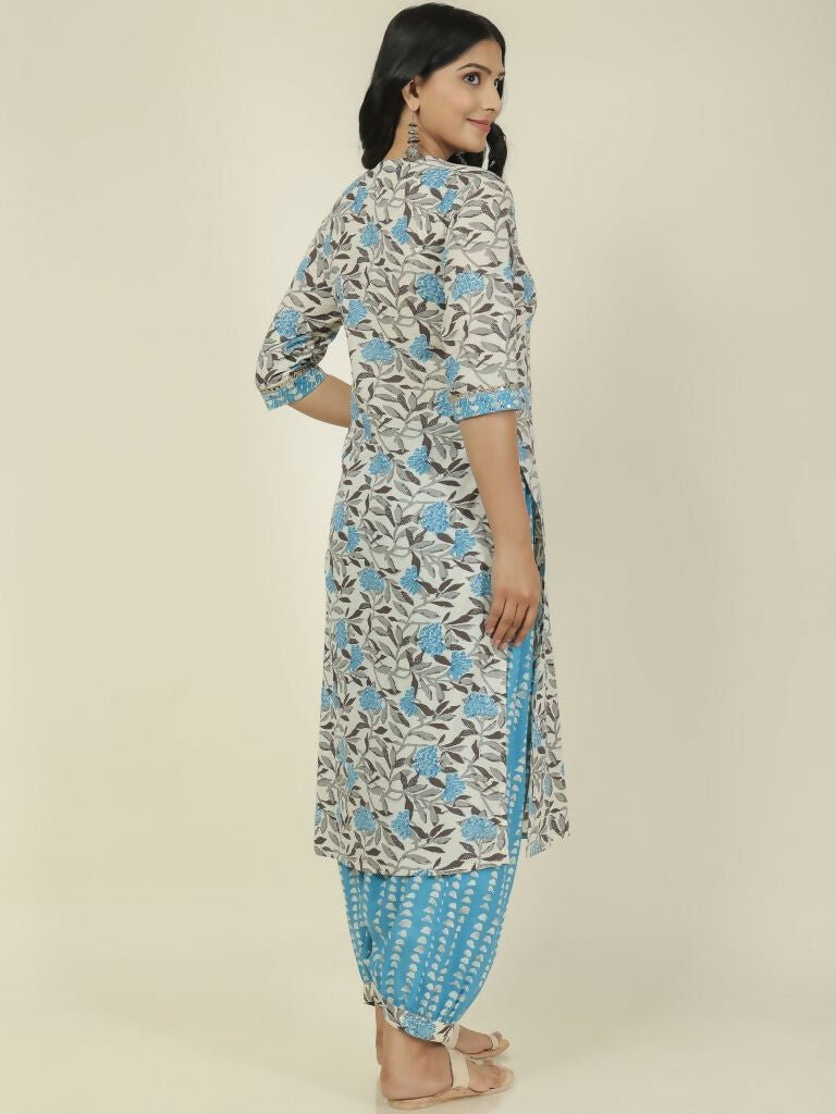 Aramya Straight Soft Cotton Floral Print Women's Kurta - Off White | Grocsy