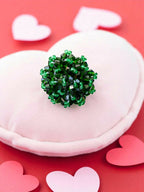 Inhanns Rang-E-Roshan Adjustable Ring – Handmade Crystal Statement Ring - Dark Green | Grocsy