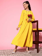 Ahalyaa Women's Traditional wear Ethnic Dress - Mustard | Grocsy