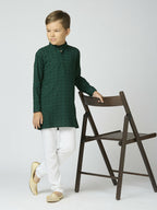 Joban Fashion Kids Island Full Sleeves Cotton Kurta and Pyjama Set with Sequin work - Green | Grocsy