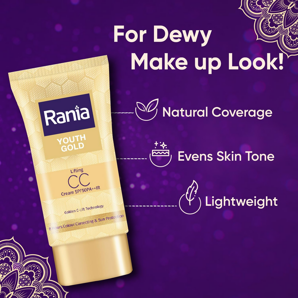 Rania CC Cream SPF50PA++IR with Vitamin C,24K Gold | Grocsy