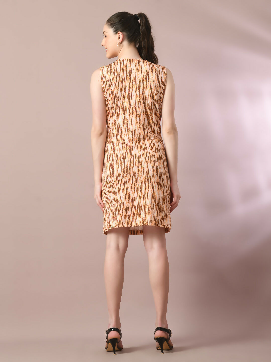 Myshka Women's Multi Printed Cowl Neck Bodycon Party Dress | Grocsy