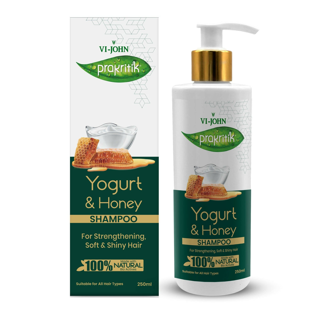 VI-JOHN Prakritik Yogurt & Honey Shampoo Cleanses Scalp, Made With 100% Natural Bio Actives | Grocsy