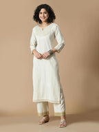 Sangria Sequined Pure Cotton A-Line Kurta | Grocsy