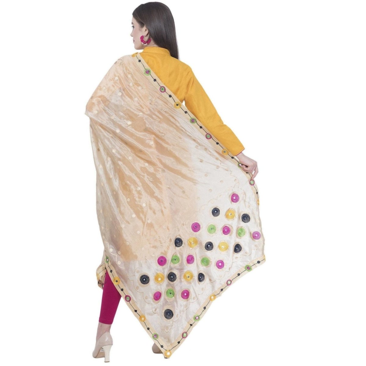 A R Silk Golden Color Fancy Silk Dupattas and Chunnis | Grocsy