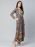 Ahalyaa Women's Multi Colour Crepe Digital Patola Printed Kurta Palazzo Set With Dupatta | Grocsy