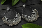 Mominos Fashion Johar Kamal Silver Peacock Design Chandbali Earrings