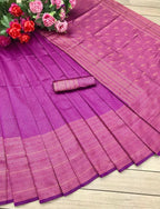 DEIANA'S Beautiful Designer Golden zari Soft Lichi Silk Saree - Majanta | Grocsy
