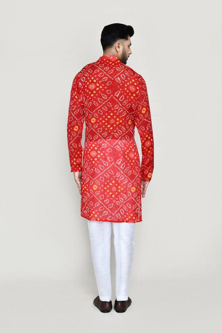 Joban Fashion Red Colored Georgette Fabric Kurta With Straight Fit Pant | Grocsy