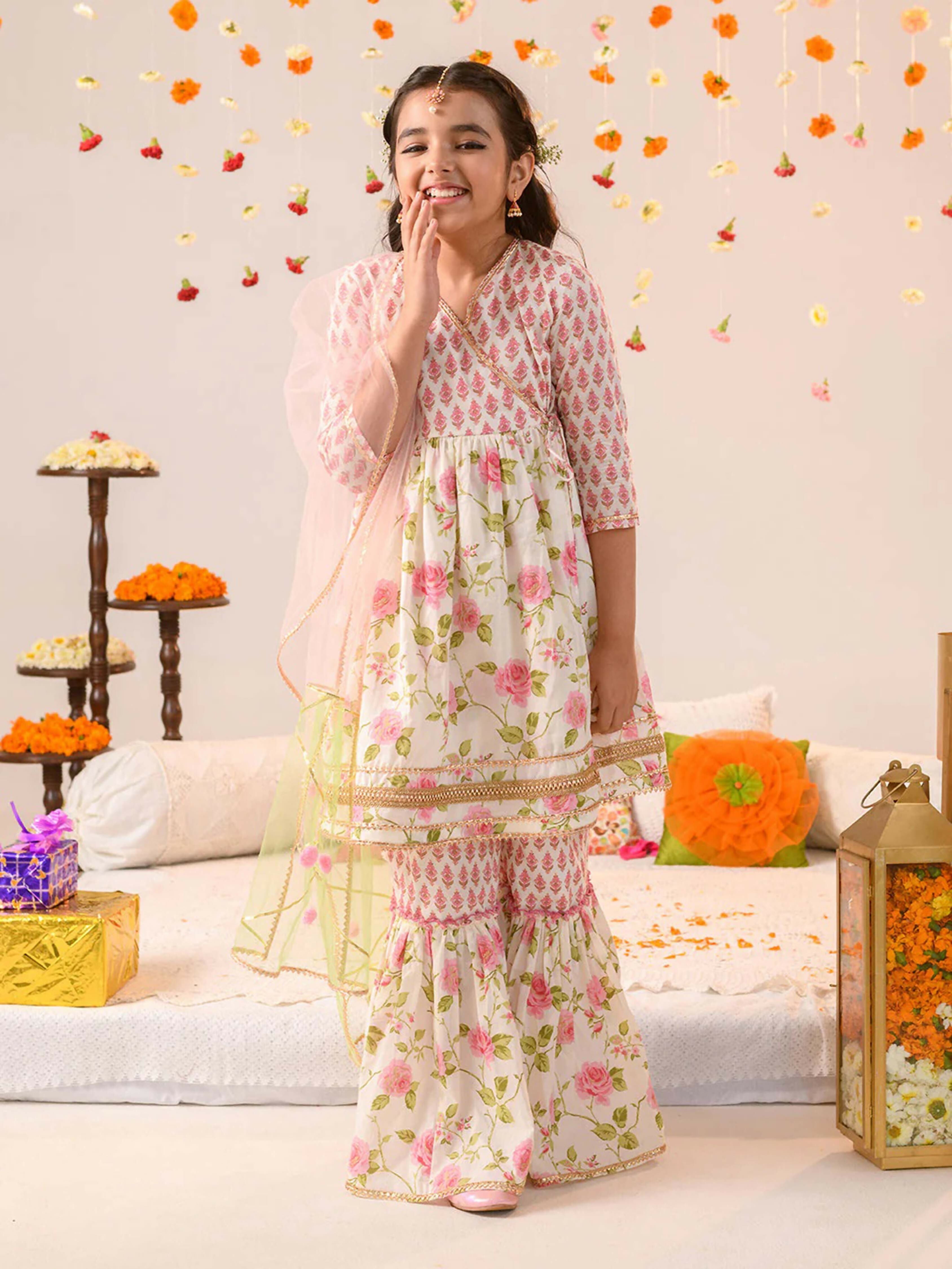 Joban Fashion Girl's Multi Color Sharara Set | Grocsy