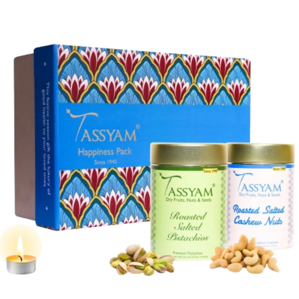 Tassyam Organics Dry Fruit Set - Salted Cashew and Pistachios | Grocsy
