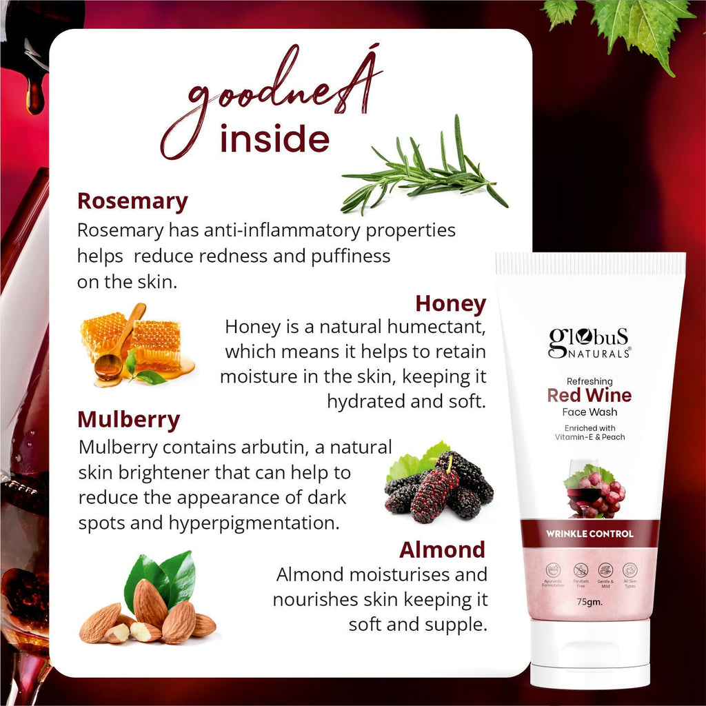 Globus Naturals Red Wine Hydrating Face Wash | Grocsy