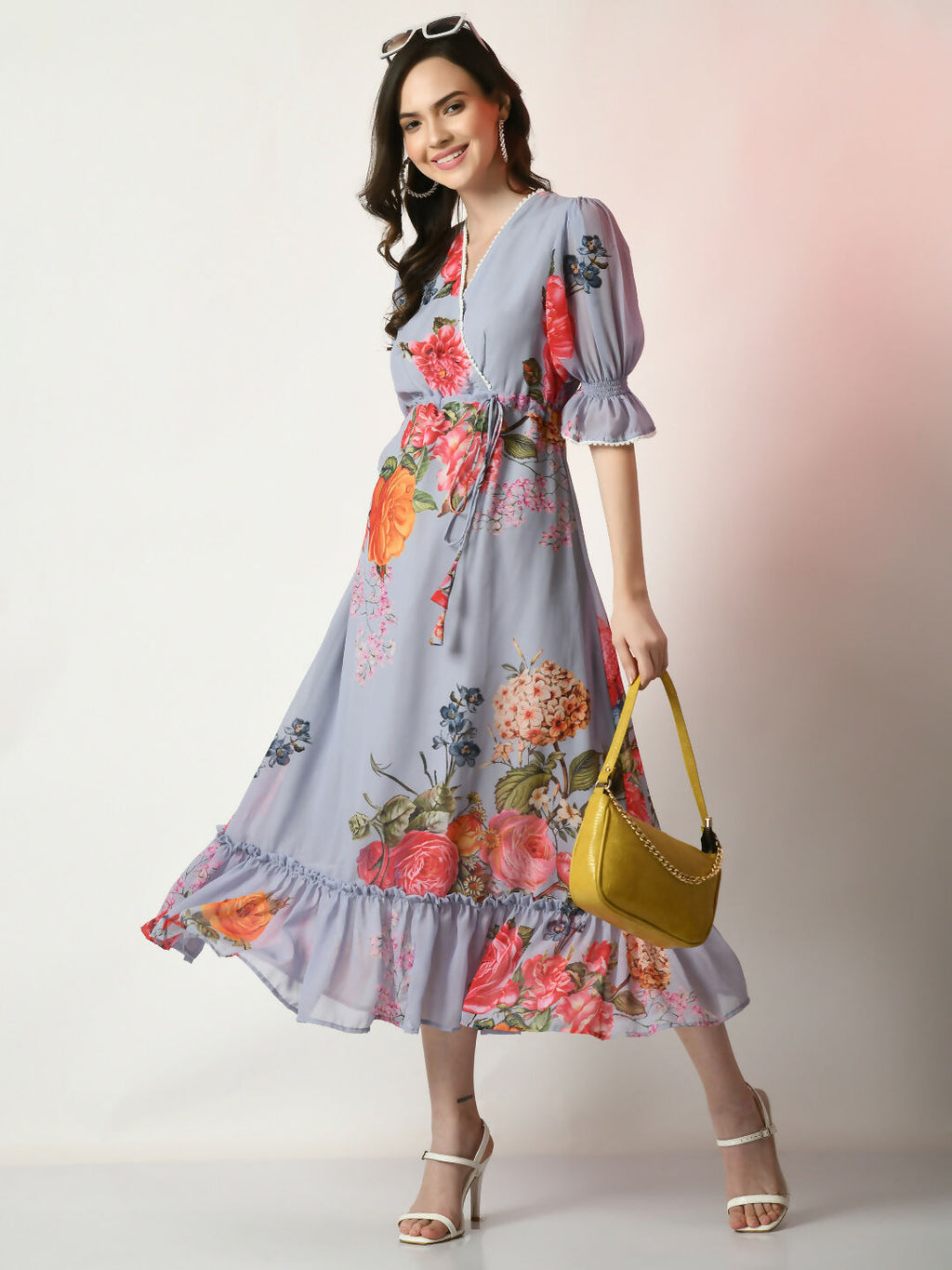 Myshka Women's Grey Printed Dress | Grocsy