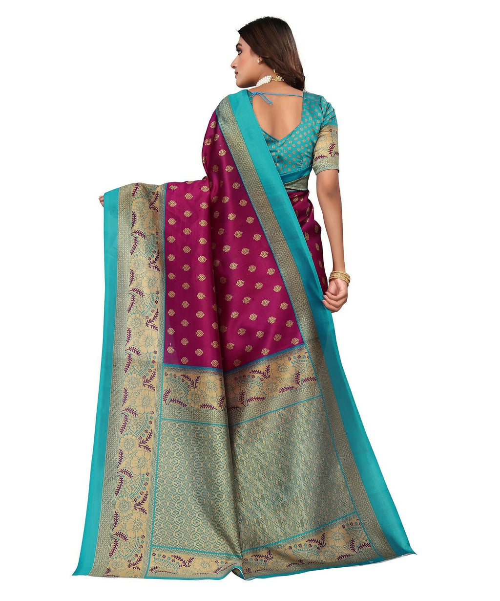 Vamika Purple Printed Art Silk Saree | Grocsy