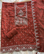 KC Orange Wedding Wear Embroidered Crush Silk Salwar Suit | Grocsy