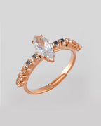 VOJ white CZ-detail Stainless Steel Cubic Zirconia Gold-Polished adjustable finger Ring | Grocsy