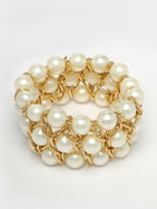 NVR Women White Beaded Elasticated Bracelet