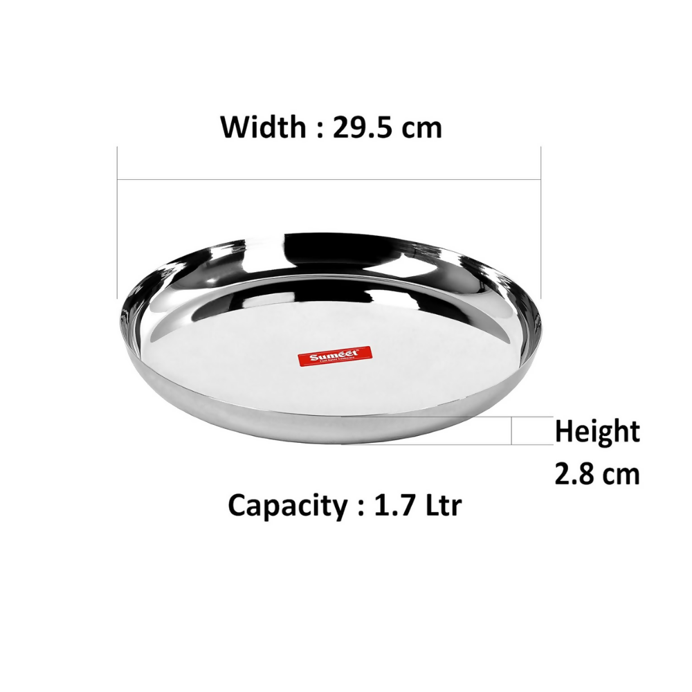Sumeet Stainless Steel Apple Shape Heavy Gauge Dinner Plates - Set of 3 | Grocsy